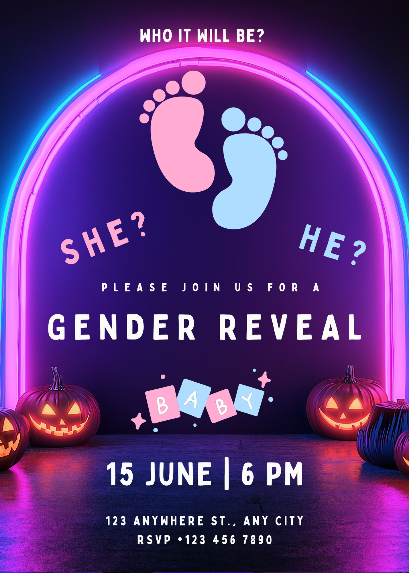 Halloween Gender Reveal Invitation