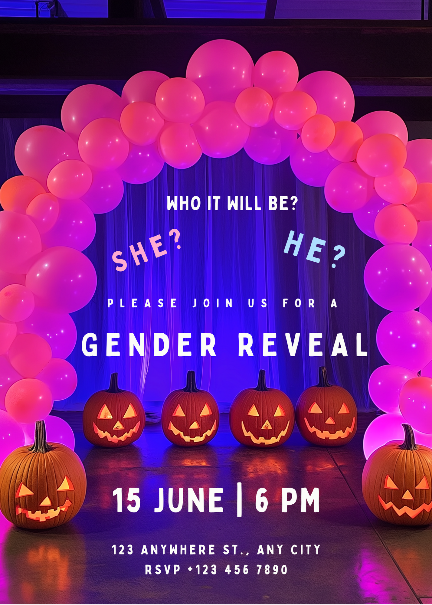 Halloween Gender Reveal Invitation