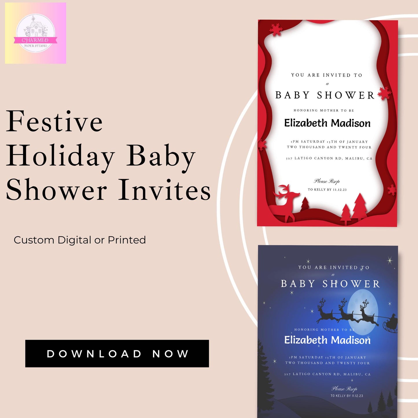 Christmas Baby Shower Invite package
