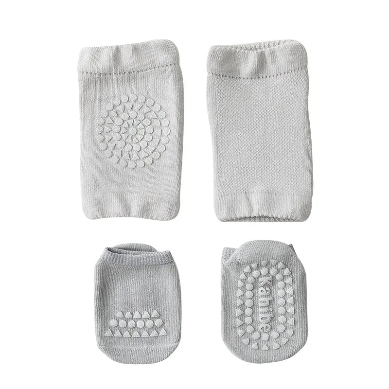 Baby Knee Pads Socks Set Solid Color Anti Slip Socks Kneecap Kid Crawling Safety Floor Socks Knee Protector for Girls Boy