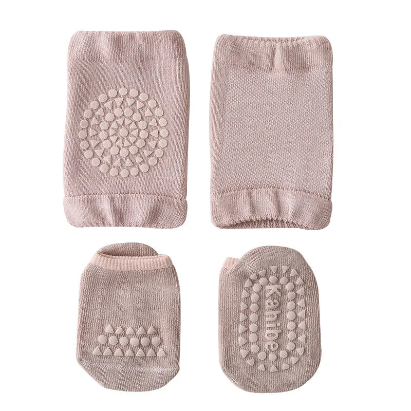Baby Knee Pads Socks Set Solid Color Anti Slip Socks Kneecap Kid Crawling Safety Floor Socks Knee Protector for Girls Boy