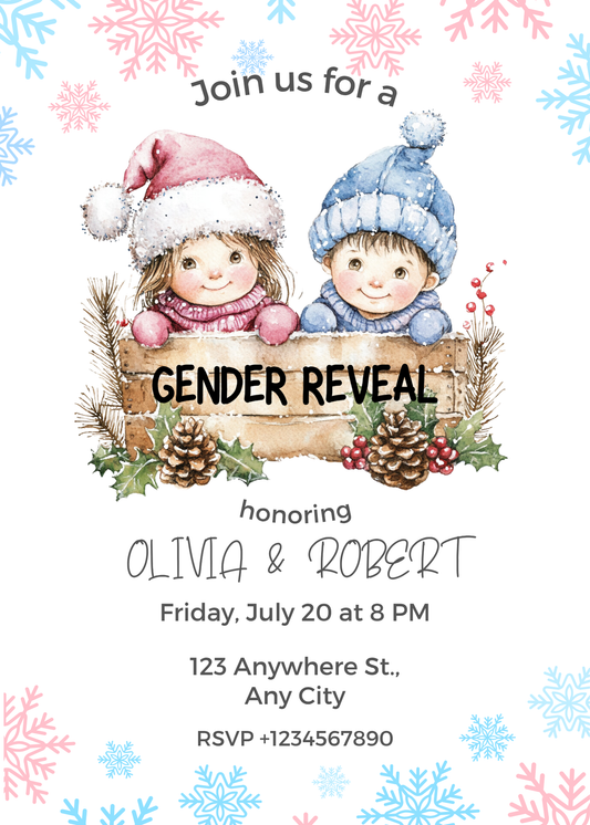 Watercolor Baby Shower Invitation Set: Gender Reveal, Welcome Sign, Games