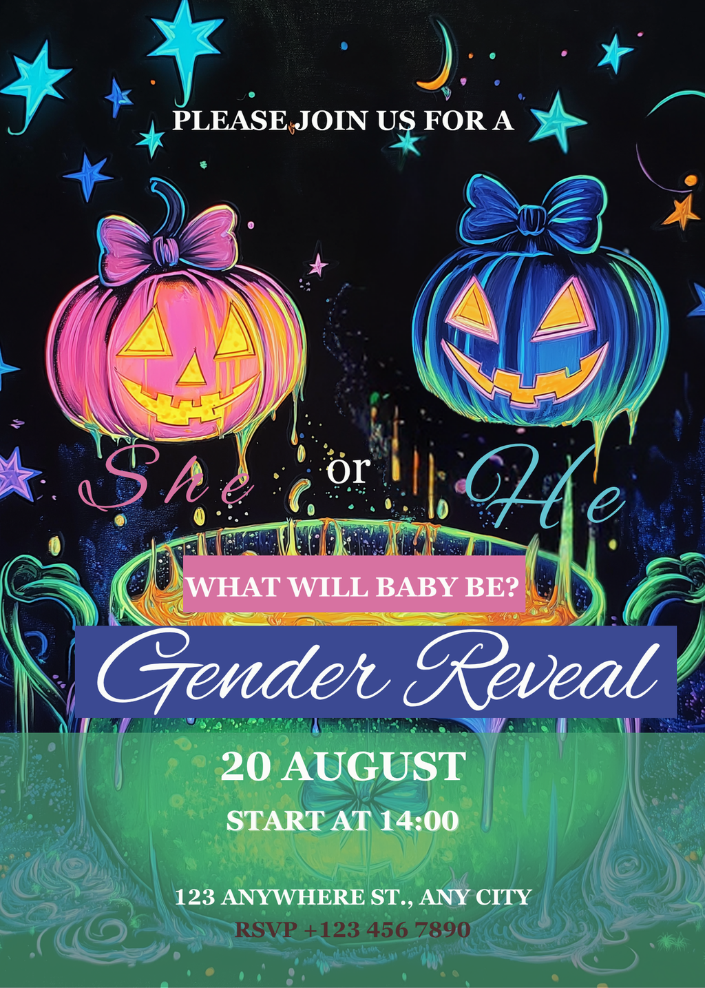 Halloween Gender Reveal Invitation
