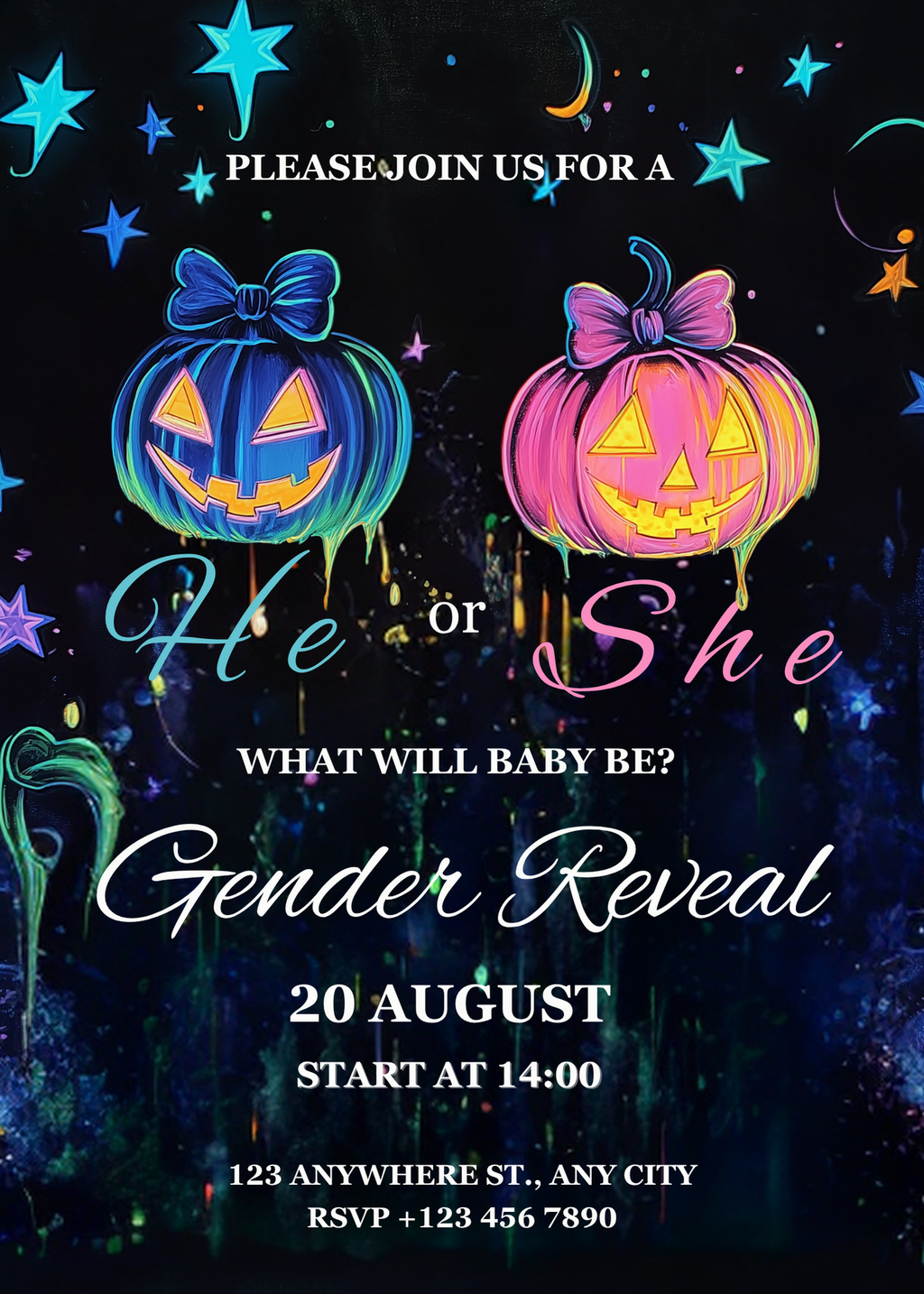 Halloween Gender Reveal Invitation